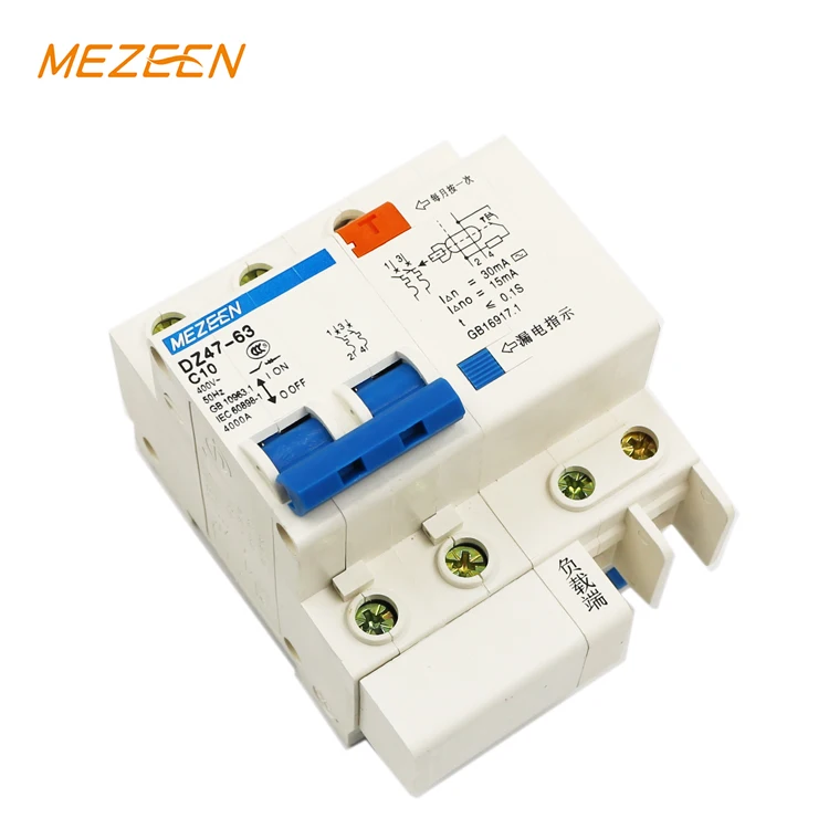High Quality 2p 3a 4a 5a 6a  10ma 30ma 6ka Rcbo Price Dz47 Le Rcbo 3 Pole Rccb Circuit Breaker 20amp Elcb