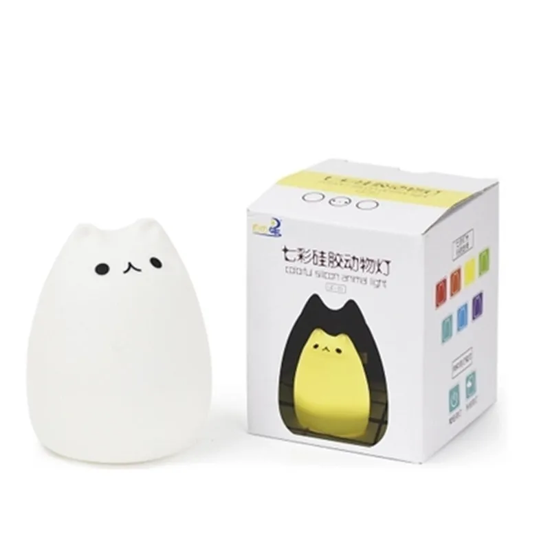 Discount LED Night Lamp 7 Colors Colorful USB Rechargeable Cat Kids Silicone  Led Night Light