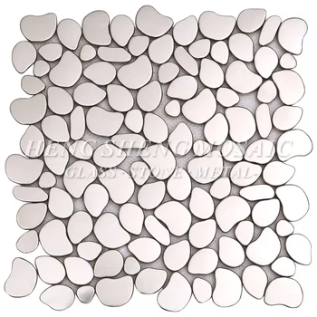 Modern Design Pebble Shape Silver 304 Stainless Steel Mosaic Tile for Kitchen