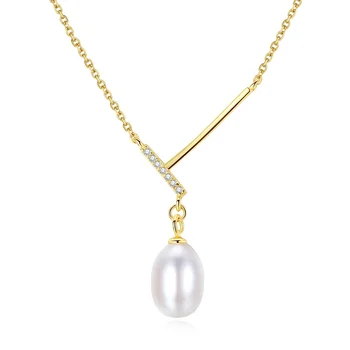 CZCITY Dainty Jewelry 18K Magnet Freshwater Pearl Designer Minimalist Cz Gold Plated Necklace