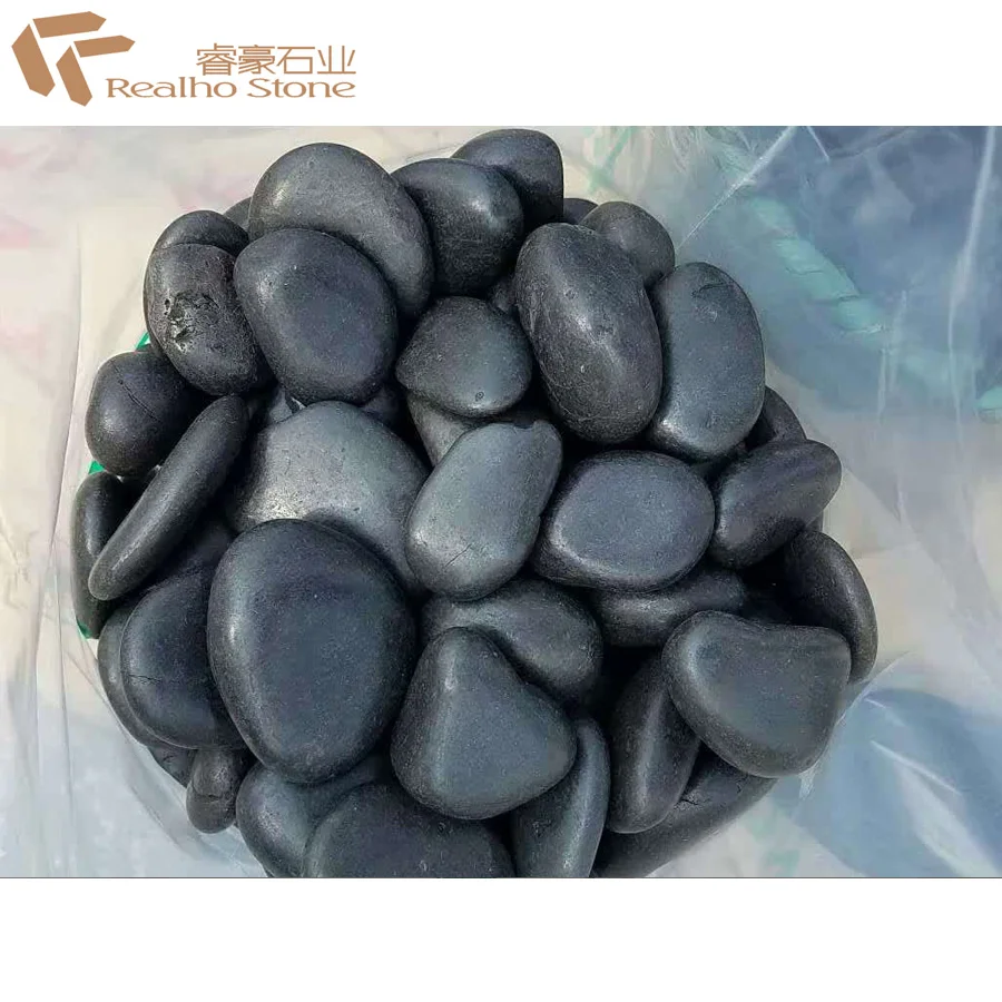 Wholesale Garden Landscaping Unpolished River Pebble Stone Black River Rocks  Stone and Small Stones Sale from China 