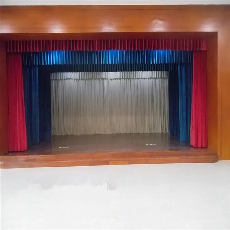 Fireproof Fabric Electric Stage Curtain with Strong Tension Motor Automatic System Motorized Stage Curtains with a Big Size