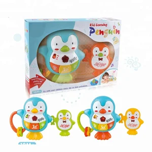 EPT Toys Cartoon Cute Electric Penguin Music Baby Rattle Toys Hands Rattles Plastic  Baby Rattle with Light and Sound
