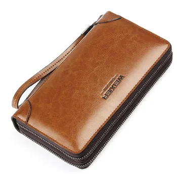 Cheap WEIXIER Men Wallets Leather Men Bags Clutch Bags Koffer Wallet Leather  Long Wallet With Coin Pocket Zipper Men Purse