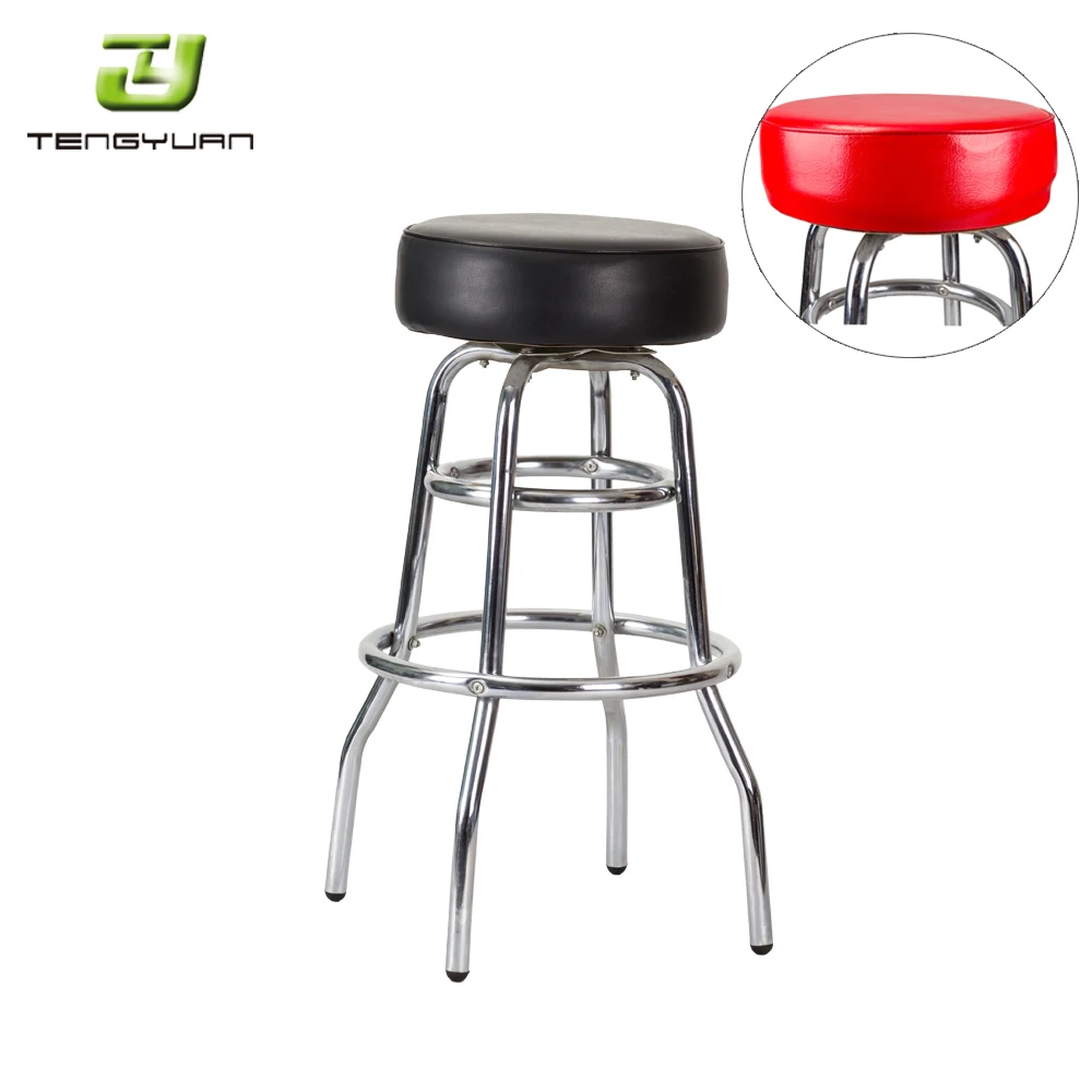 Modern Design Chrome Restaurant Metal Cushion Swivel Counter Bar Stools for Hotels Dining and Outdoor Use