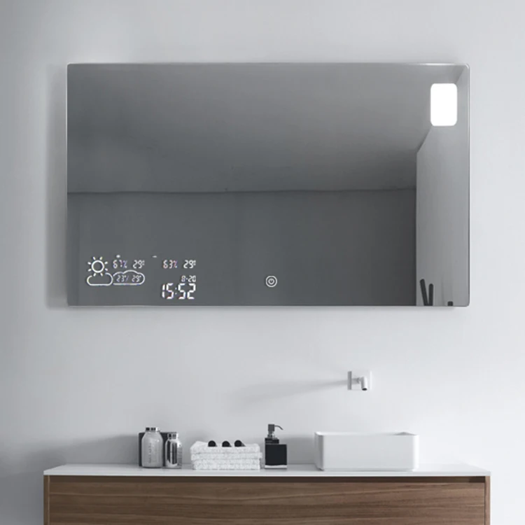 1000*600mm Wi-Fi Control Smart Mirror With Weather Display LED Lighting And Defogging Function