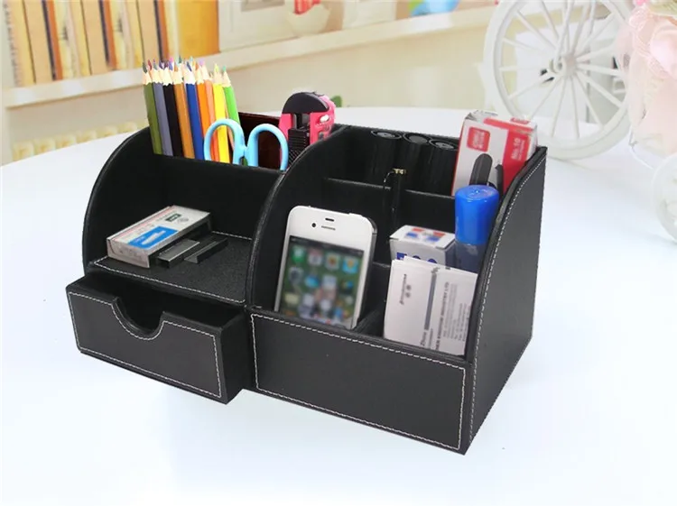 Многофункциональный настольный кожаный Органайзер с 7 отделениями