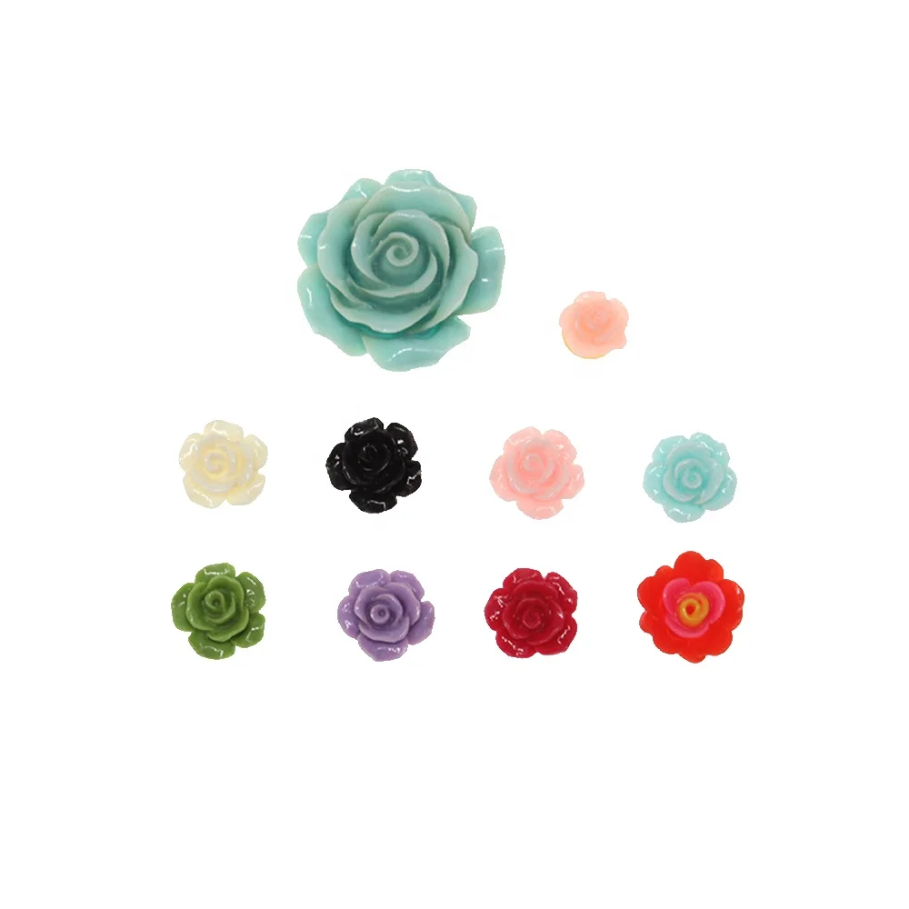 Rose/daisy/lily/bud/ Peony Mixed Color/size Flower Flat Back Resin