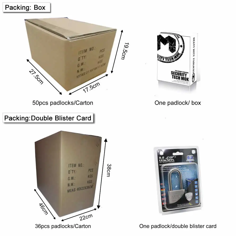 MOK Anti-Acid Anti-Pick Anti-Rust Padlock Key Unlock Waterproof Anti-Theft Features Polished Finish for All Types Containers