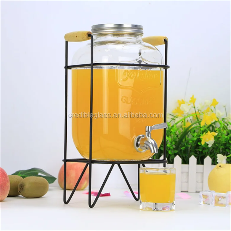 Large Capacity Mason Jar 5000ml Glass Beverage Dispenser with ABS