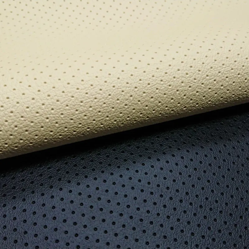PVC Synthetic Leather Perforated Fire-Resistant Faux Leather Rolls Elastic Vinyl Fabrics for Furniture-for Car Chairs Sofas