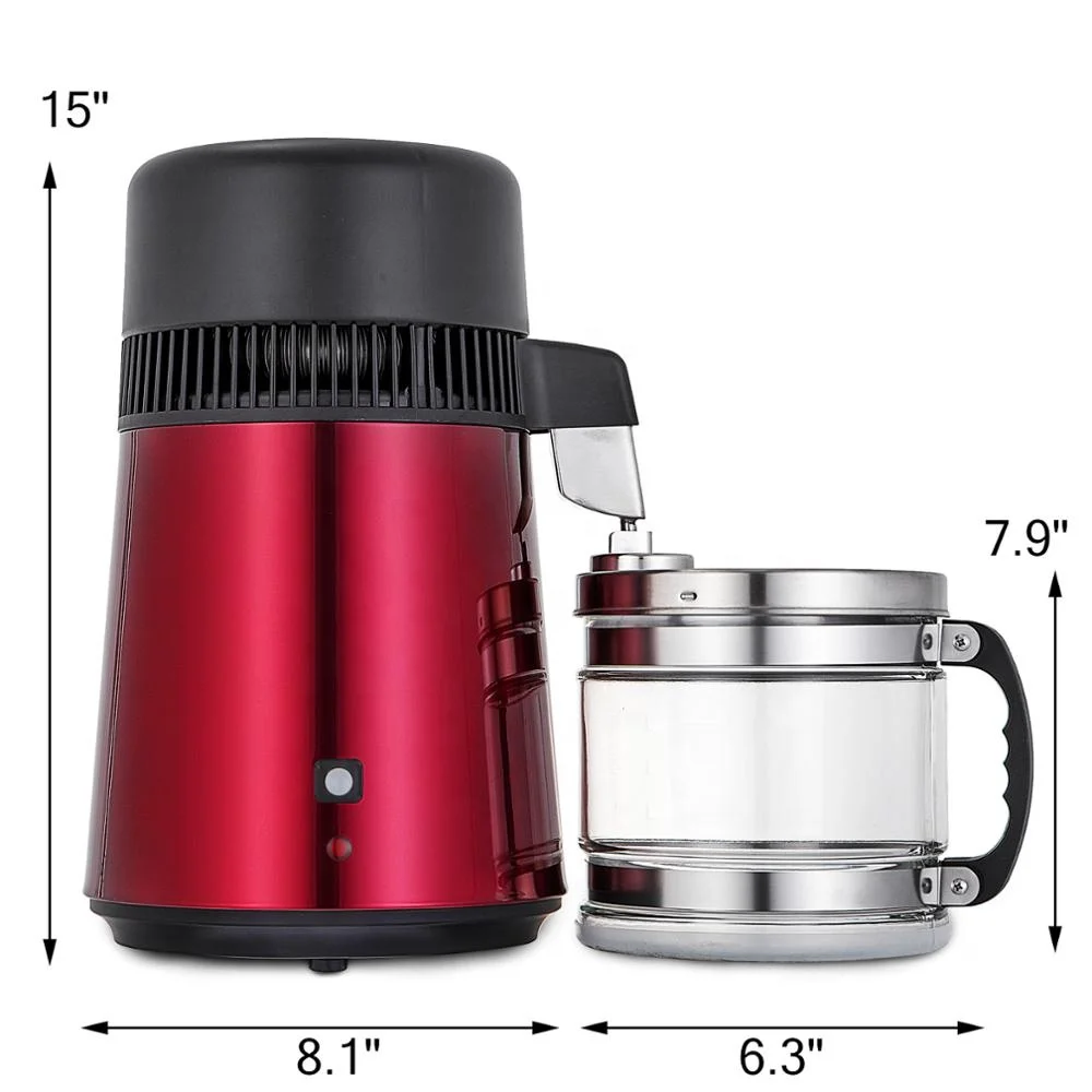 4L дистиллятор воды из нержавеющей стали фильтр для очистки и спиртовой очиститель фильтра стеклянный кувшин кухонные