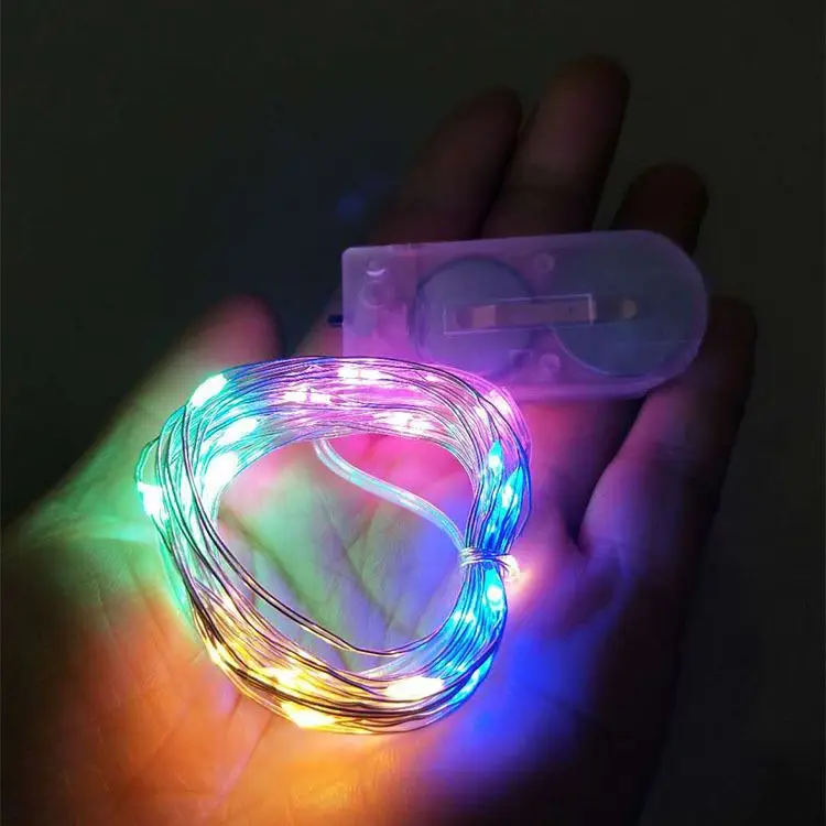 2M Waterproof LED Outdoor Lighting Strings CR2032 Battery Powered Flexible Copper Wire String Light LED Lamp for Christmas