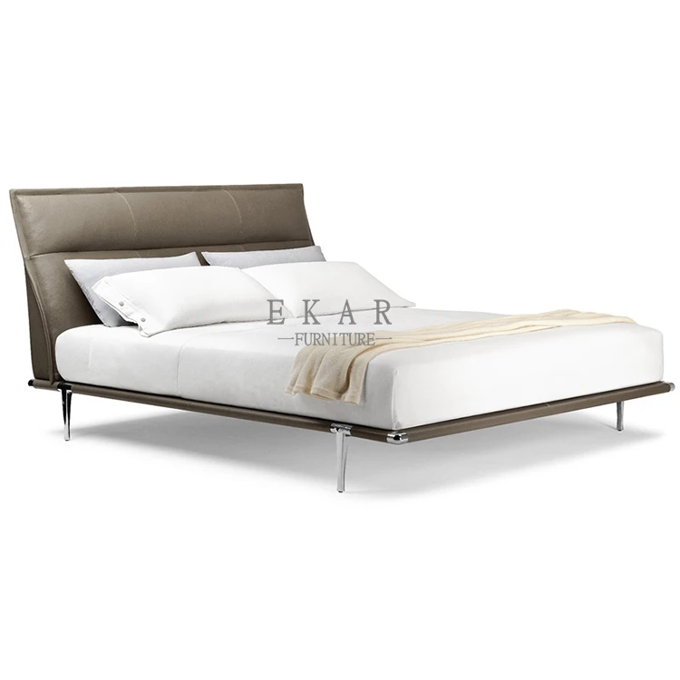 Hot Selling Modern Home Bed Room Furniture Stainless Steel Frame Bedroom King Size Soft Bed Ash Wood Bed Frame