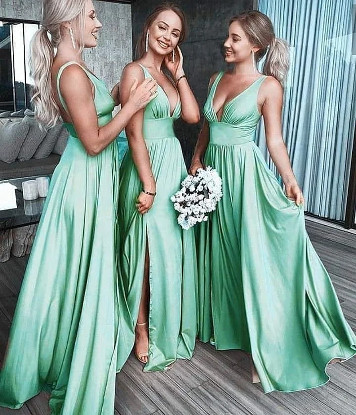 Tejido simpatía Asimilar Wholesale Vestidos de dama de honor de noche largos verde menta para niñas  From m.alibaba.com