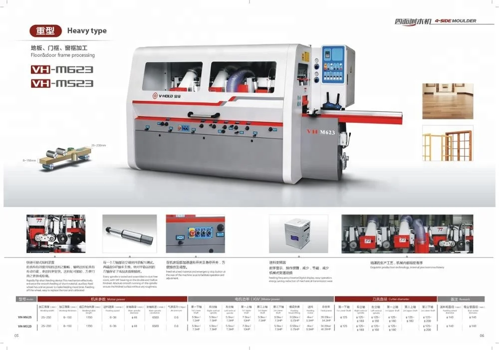 VH-M623E MDF мебель High Speed 6 оси 230 мм с деревянным полом и 4 стороны фрезерный станок