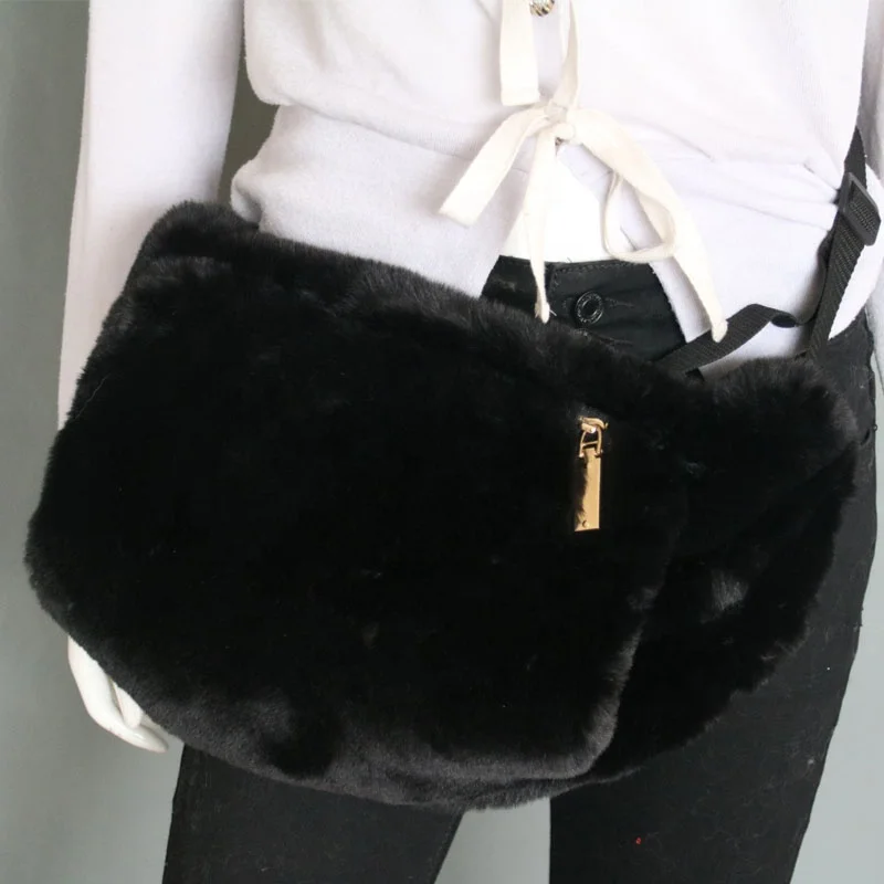 white fur fanny pack