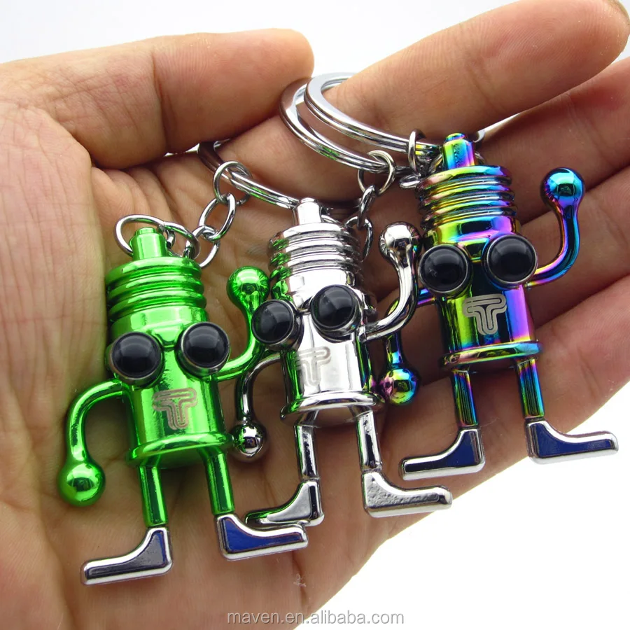 Preppy Alloy Keyrings & Keychains Non-braided With Movable Robot