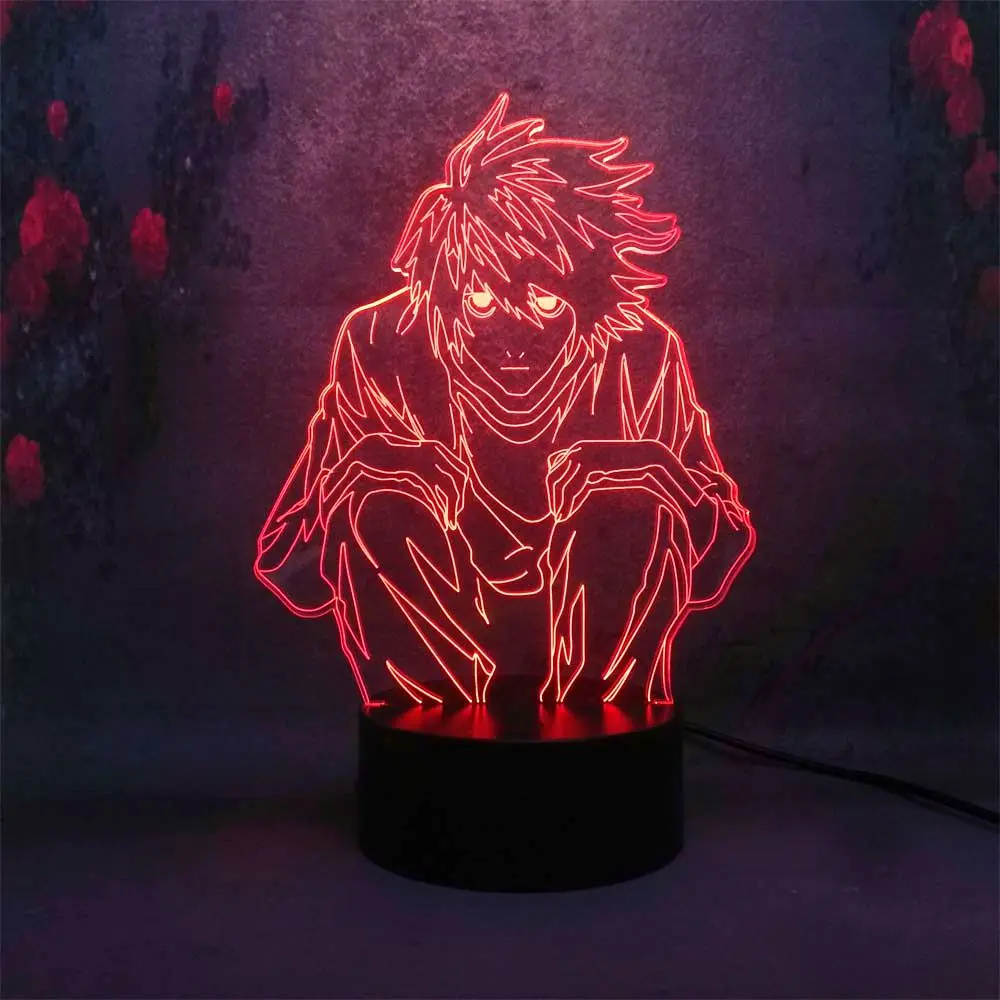Details about   Acrylic Led Night Light Anime Death Note L Lawliet 3D Lamp Decor Gift Bedroom 