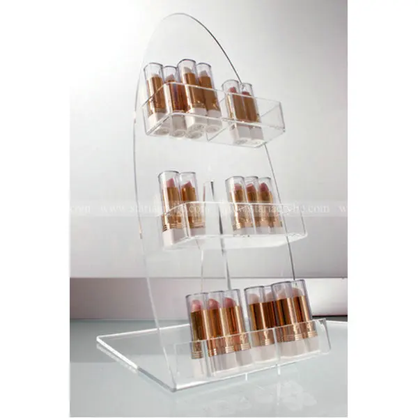 Slanted 3 Tiers Acrylic Lip Balm Display Holder,Slant Back Clear Lip