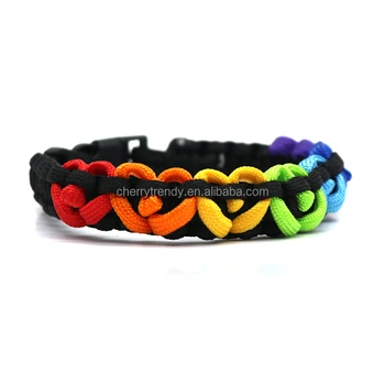 Rainbow Hearts Paracord Bracelets Rope Chain Colorful Survival Wristband