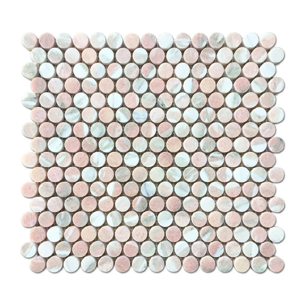 Soulscrafts Natural Stone Marble Penny Round Pink Mosaic Tiles Buy Round Mosaic Tile