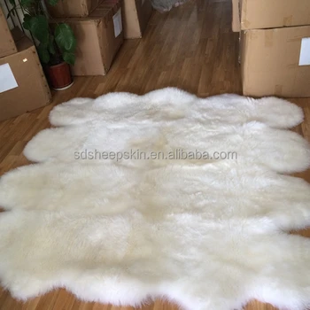 Octo white and black 100% sheepskin wool rug with new designed