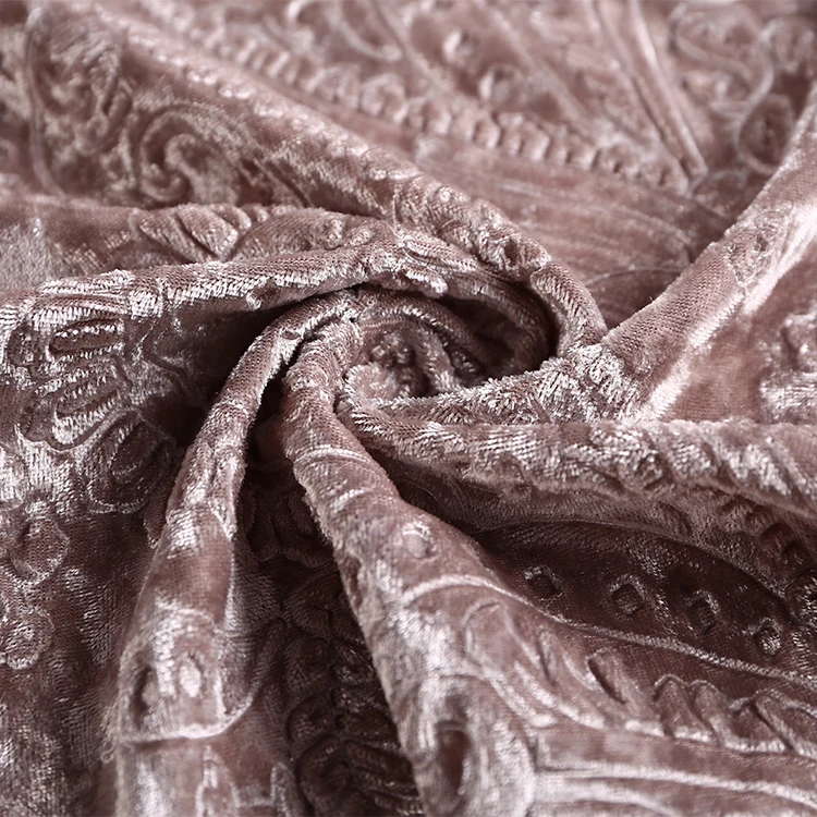 High Quality Embossed Devore Blush Elastic Velvet Fabric