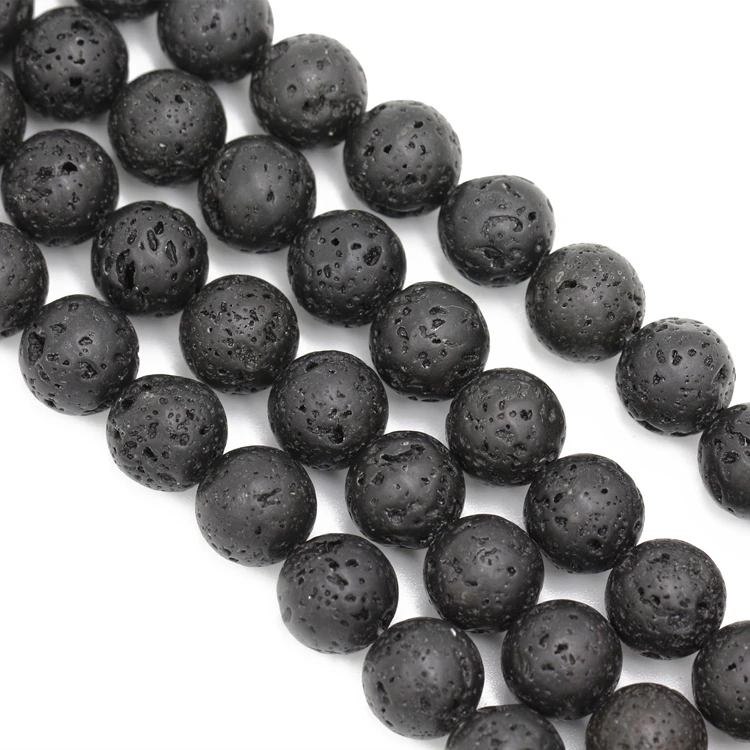 Wholesale Natural Lava Rock Gemstone Round Bead Strands 