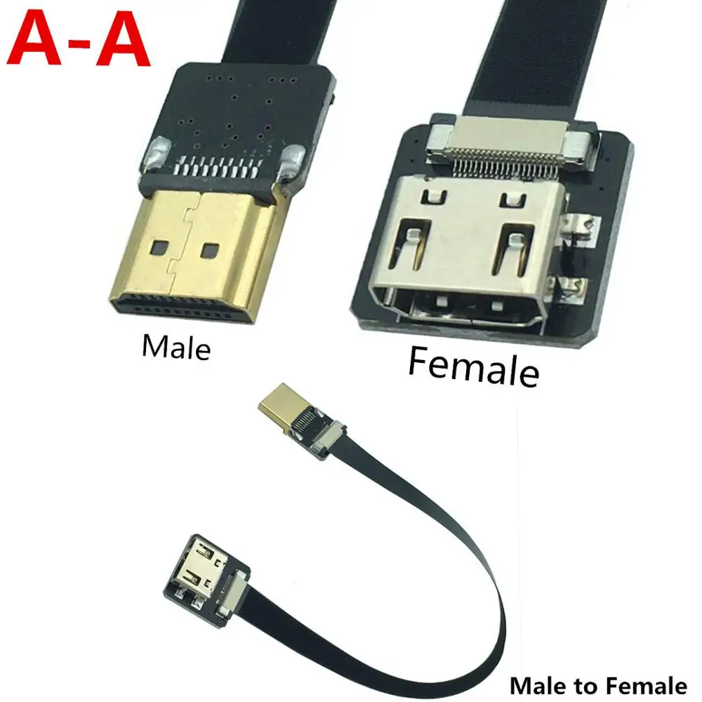 0.2M 90-Degree HDMI Flat Cable – Dual Up Angled Type A Male To Male, For FPV & HDTV