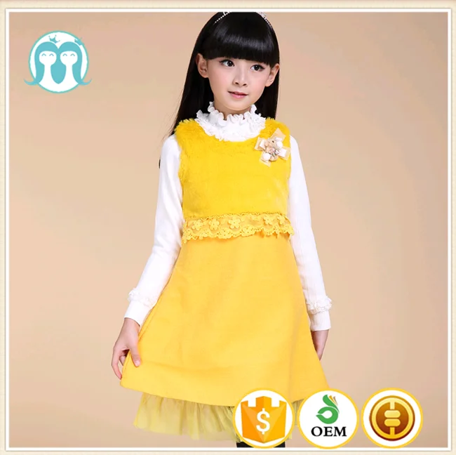 High Quality Yellow Wool Medium Dress Children Autumn Dress Pure Color Wool One Piece Dress Simple Design Girls Frock View Wool One Piece Dress Dd Princess Product Details From Shenzhen Duoduo Princess