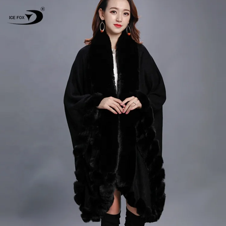 Женская зимняя длинная шаль, пальто из кроличьего меха, свободные шали и палантины, плащ большого размера, шаль из пашмины
