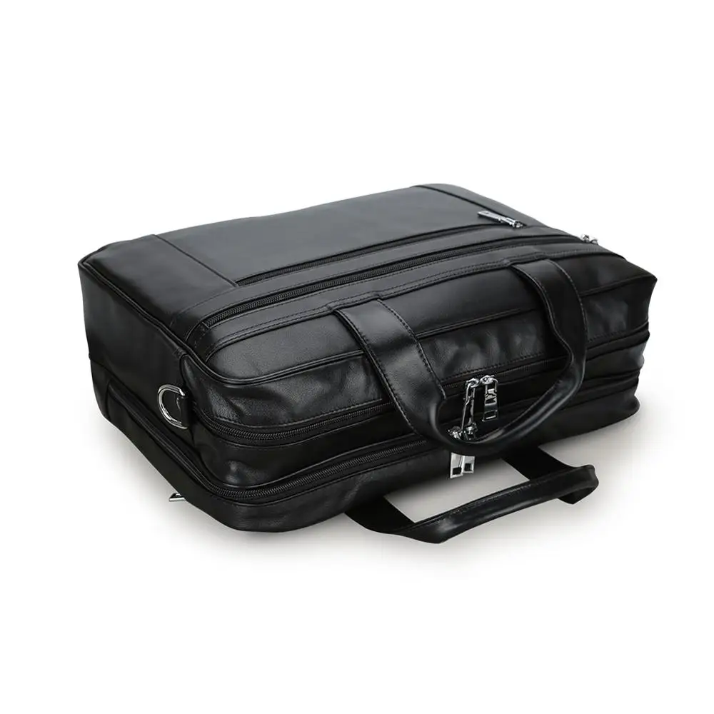 Tiding High Quality Black Mens Business Tote Bag Lawyer Laptop Leather Briefcase