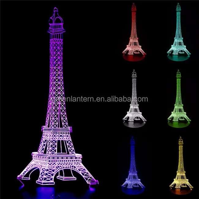 3Dイリュージョンロマンチックエッフェル塔ナイトライトナイトランプ7