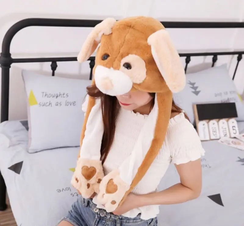 TikTok Style Rabbit Earflap Hat With Airbag Ear Can Move Bunny Hat