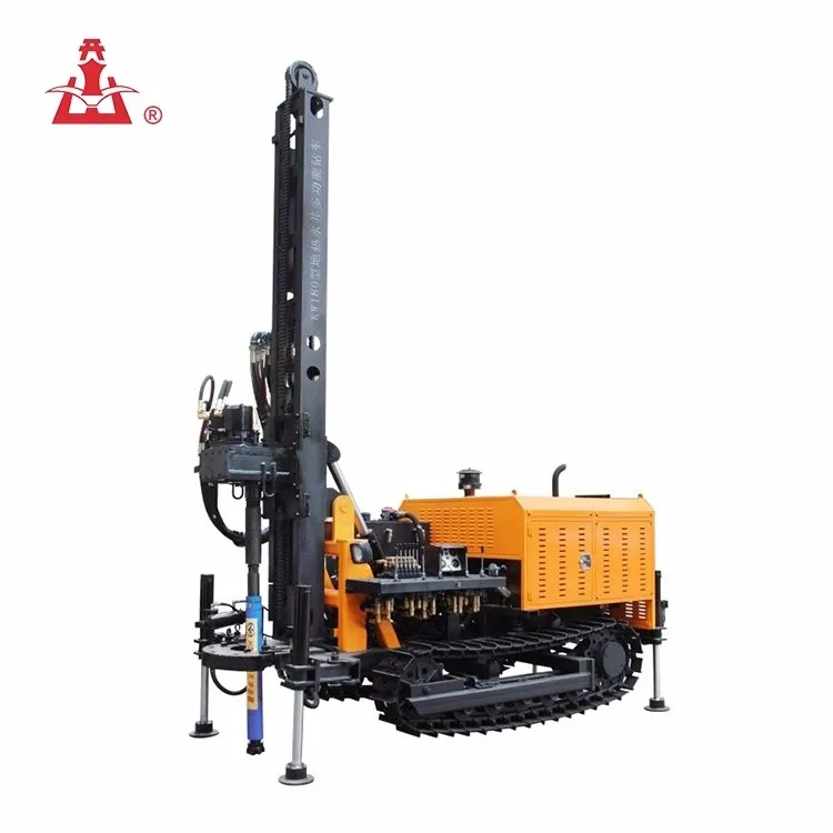 
 KW180/180m depth full hydraulic crawler portable for water well rotary geothermal drilling rig for