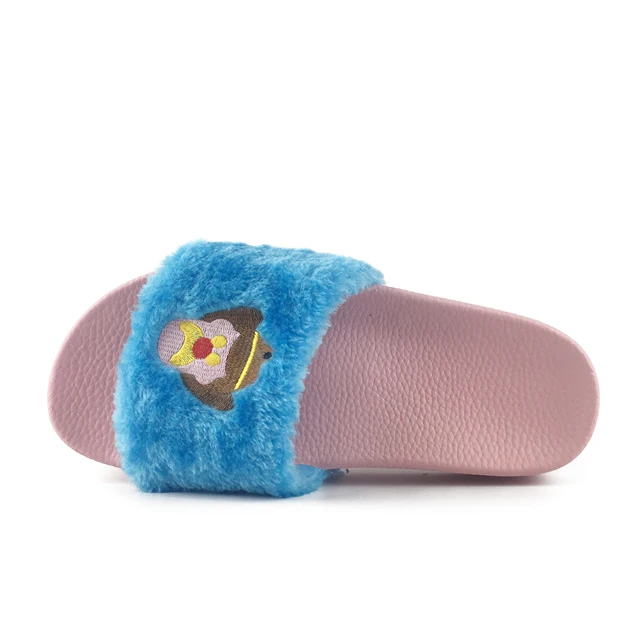 
 Greatshoe winter women sandal pink faux fur slippers slider customize sandals fur slippers for women  