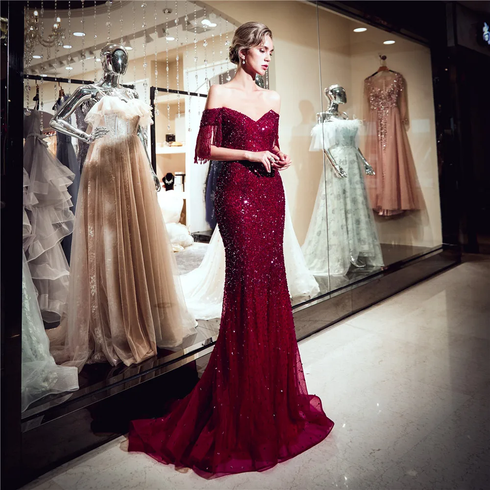 red color party wear dress Cherry Red Partywear Heart Neck Dress Maxim Creation