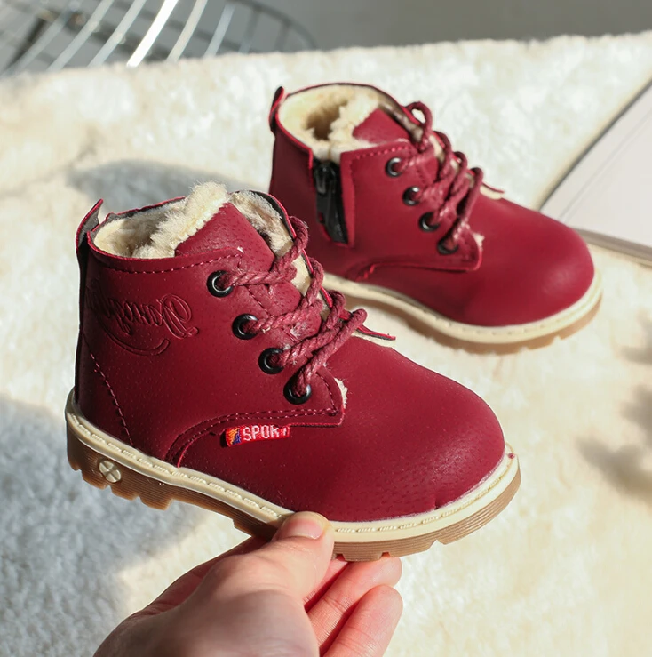 Оптовая продажа, новый стиль, теплые резиновые полуботинки Martin для маленьких мальчиков