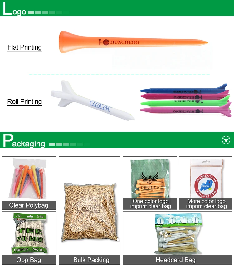 Plastic Golf Tees Martini Shaped Tees 83mm Size Assorted Pantone Colors