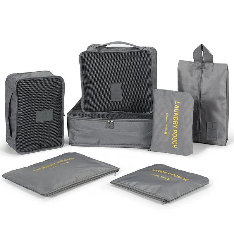 Custom Lightweight 7 PCS Waterproof Compression Luggage Storage Packing Cubes Travel Organizer Bag