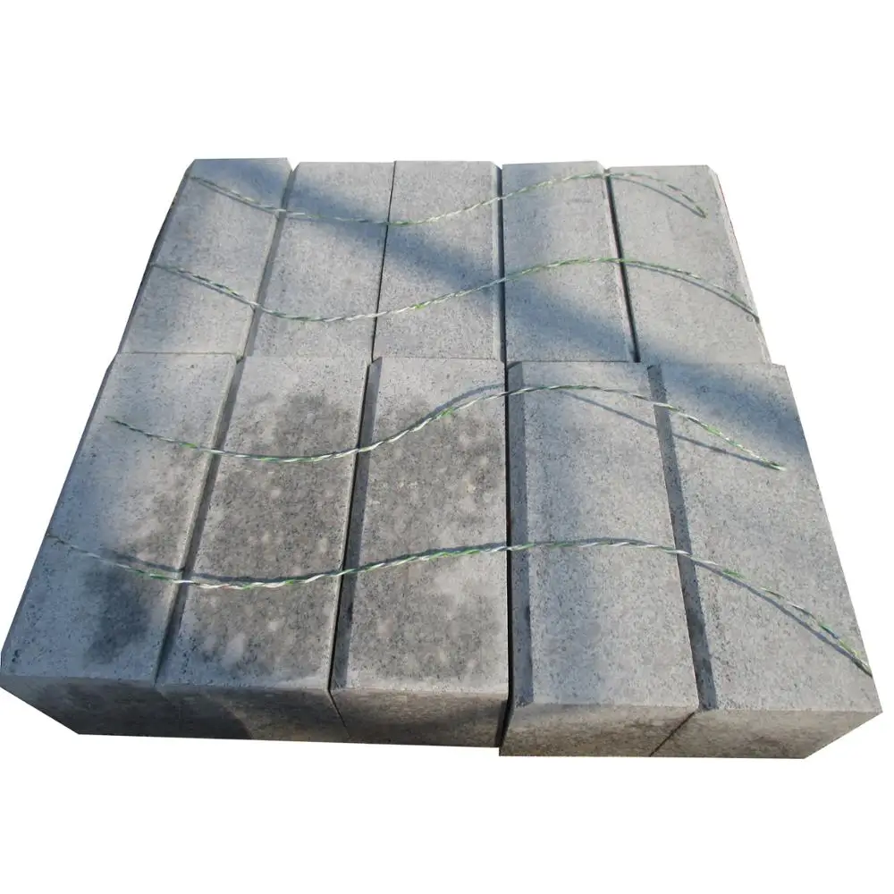 Factory Price Grey Granite Cobblestone Brick Paver Kerbstone Driveway Outdoor Paving Stone