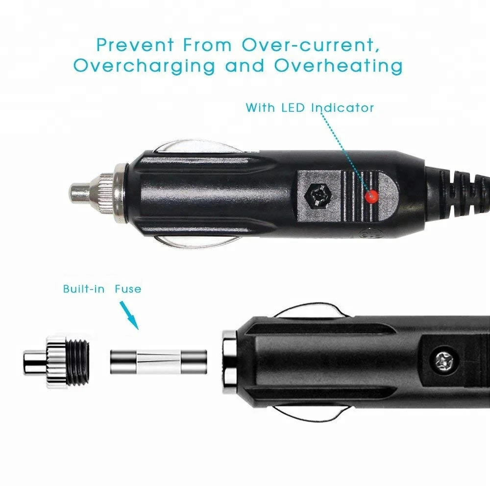 10A Built-in Fused Overload Protection Cigarette Lighter Plug to Female Power Extension Cords 9