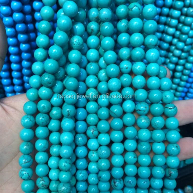 Lot de 30 Perles Pierres Naturelles Turquoise Bleue 8mm 