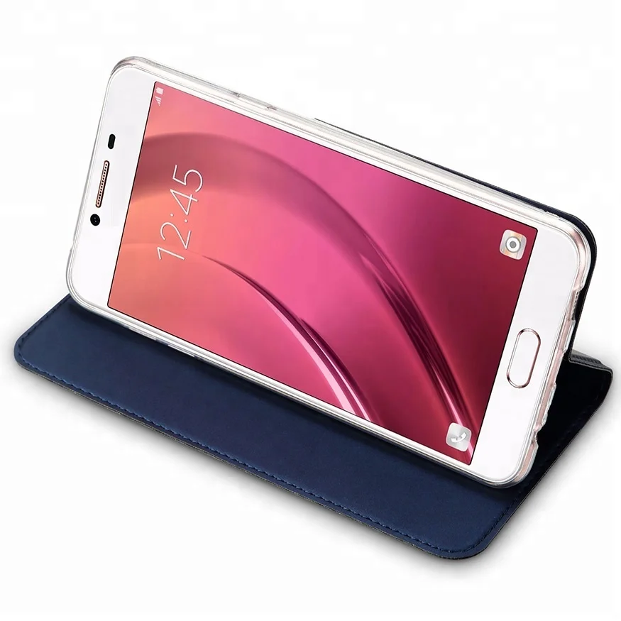 Leather Flip Case Back Cover for Samsung Galaxy C5 C7 C9 Pro J2 J3 J5 J7 A3 A5 A7 S7 S8 Plus A8 2018 S9 Plus