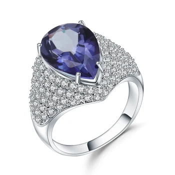 Abiding natural Iolite blue mystic quartz gemstone sterling silver fashion jewellery rings for women