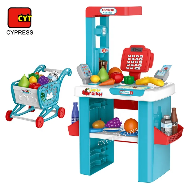 supermarket play set with shopping cart