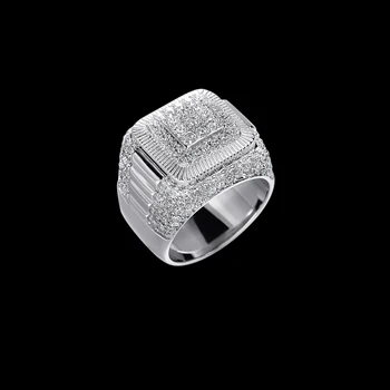 High quality HipHop jewelry 925 sterling silver rhodium plating men rings