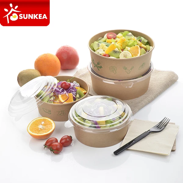 Custom Printed Kraft Paper Salad Bowl with Lid - Buy Paper Bowl, Paper Salad  Bowl, Salad bowl Product on Food Packaging - Shanghai SUNKEA Packaging Co.,  Ltd.