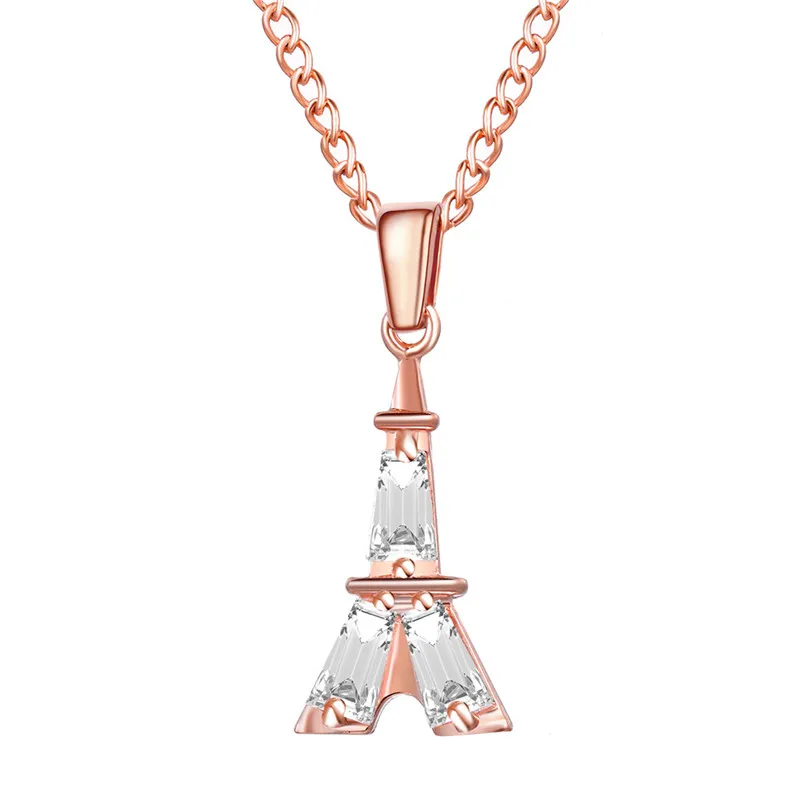 Fashion Rose Gold Color Crystal Eiffel 